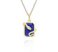 Colgante En Forma De Serpiente De Lápiz Lazuli En Plata De Ley Baño De Oro