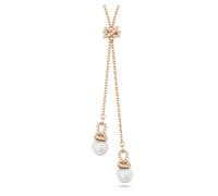 Swarovski Colgante en Y Originally, Perla de cristal, Blanco, Baño tono oro rosa