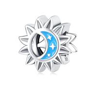 Colgante epoxi de sol, estrella y luna, accesorio de pulsera con dijes de plata esterlina 925, collar de pulsera Pandora compatible con, regalo para mujeres