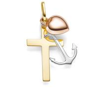 Colgante Fe-Amor-Esperanza 585 Oro Amarillo/Blanco/Rojo Tricolor 12x30mm Dama