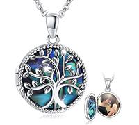 Colgante Foto de Plata de Ley 925, Colgante Collar Arbol de la Vida de Collar de Medallón con Foto Colgante de Memoria Regalos de Cumpleaños para Mujeres