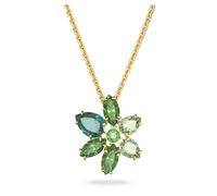 Swarovski collar gema,tallas mixtas,flor,verde,baño tono oro