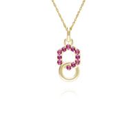 Colgante Geométrico Hexágono Y Redondo En Oro Amarillo De 9ct Con Rubí