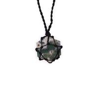 Colgante hexagonal de piedras preciosas entrelazada - Ágata de musgo