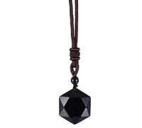 Colgante hexagrama de obsidiana - piedra de obsidiana negra natural, joyería artesanal resistente, protectora, diseño ligero | Collar Hexagram para hombres, mujeres, uso espiritual, me, Se référer au