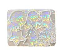 Colgante holográfico de silicona molde arco iris efecto luz copo de nieve colgante resina Navidad magia Navidad madera holgrafía molde de silicona