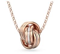 Colgante Hyperbola, Círculos entrelazados, Blanco, Baño tono oro rosa OS