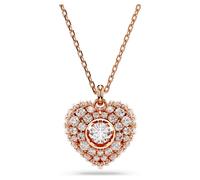 Colgante Idyllia, Perla de cristal, Corazón, Blanco, Acabado en oro rosa de 18 quilates OS
