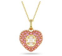 Colgante Idyllia, Talla octogonal, Perla de cristal, Corazón, Rosa, Acabado en oro de 18 quilates OS