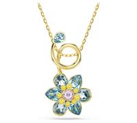 Swarovski Colgante Idyllia, Tallas mixtas, Flor, Azul, Baño tono oro