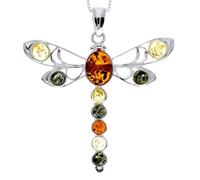 Colgante inusual de ámbar báltico auténtico y plata de ley con múltiples piedras sin cadena, 318, Piedra Plata de ley Plata Resina, Ámbar