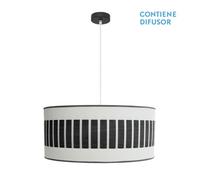 Colgante ivanna 3xe27 negro/blanco-madera negra regx60x60 cm