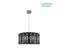 Colgante katerina 2xe27 cromo/madera negra regx50x50 cm