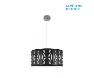 Colgante katerina 2xe27 cromo/madera negra regx50x50 cm