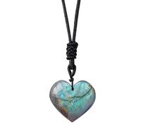 Colgante Labradorite - Collar de piedra cruda en forma de corazón | Pendientes de piedra lunar para mujeres Regalos de joyería de cumpleaños de San Valentín Día | Joyería de accesorio de moda de piedr
