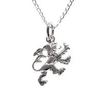 Colgante León Rampante de Plata de Ley - Collar Escocés con Cadena 18 pulgadas