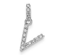 Colgante Letra V De 585 Oro Blanco Con Diamantes Brillantes 0.18 Ct. TW-SI