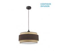 Colgante marron/natural modelo kandy 2xe27 regulable fabrilamp