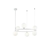 Colgante Metal Cristal G9 58 CM Ancho Blanco 6-flammig Pendelleuchte Comedor
