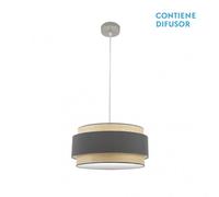 Colgante modelo kandy 2xe27 natural/gris regulable fabrilamp