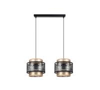 Colgante Moderno Tela Negro Oro E27 48CM Largo Pendelleuchte Mesa de Comedor