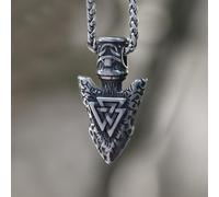 Colgante nórdico de acero inoxidable con diseño de triángulos vikingos, con símbolo de valor y destino