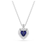 Swarovski Colgante One, Talla de corazón, Pavé, Corazón, Azul, Baño de rodio
