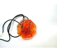 Colgante Orgone HiJet naranja ónix Orgone colgante hexagonal 1.5 pulgadas piezo eléctrico protección electromagnética EMF Reducción de ondas Prana Life Force Energy Navidad A++ Chokurei Cobre Bobina