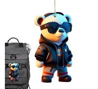 Colgante Oso Lindo para Espejo Retrovisor - Ádorno Acrílico Plano Decoración Interior Coche | Accesorio Auto Divertido Hombre Mujer | Regalo Navidad Cumpleaños Papá Marido & Hermano Camión Furgoneta