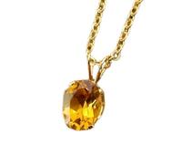 Colgante ovalado de citrino natural amarillo facetado de 8 x 6 mm, plata de ley 925, collar ovalado con cadena de cable de 45 cm, ideal para el éxito, la riqueza y la felicidad, chakra del plexo
