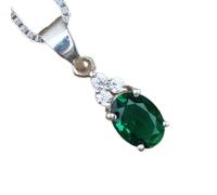 Colgante ovalado de esmeralda natural de 15 x 12 mm, facetado, verde, en plata de ley 925, con cadena de cable de 45 cm. Regalo para la sabiduría, el amor, la armonía y la sanación del chakra del