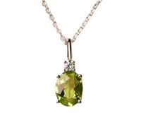 Colgante ovalado de peridoto natural verde facetado de 13 x 7 mm. Collar ovalado de plata de ley 925 con cadena tipo cable de 45 cm. Regalo para la renovación de la abundancia y la energía positiva