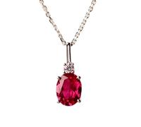 Colgante ovalado de rubí natural rojo facetado de 13 x 7 mm, plata de ley 925, collar ovalado con cadena de cable de 45 cm, amor, pasión, energía, fuerza, vitalidad, regalo para mujer &|gmpd_0044