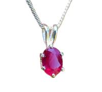 Colgante ovalado de rubí natural rojo facetado de 7 x 5 mm, en plata de ley 925, con cadena de cable de 45 cm. Amor, pasión, energía, fuerza y vitalidad. Regalo para mujeres y hombres | gmpd_0002