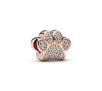Colgante Pandora Moments Dije con diseño de pata chapado en oro rosa de 14 quilates con circonitas cúbicas transparentes