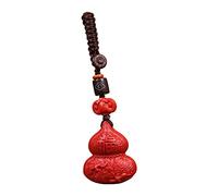 Colgante para Coche, Chinese Tradition Red Cinnabar Gourd Keychain 8cm Key Pendant Ornament for Men Women