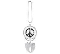 Colgante para colgar en el interior del coche, con signo de la paz, pintado en blanco sobre negro, decoración del espejo retrovisor