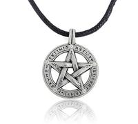 Colgante para hombre con pentáculo o pentagrama sobrenatural, brujería, protección, con correa de piel, amuleto con forma de estrella