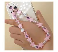 Colgante para Movil Cadena de la cadena de la cadena de la cadena de la cadena de la estrella azul for el teléfono móvil con las cuentas de la sonrisa del corazón Cadena anti-perdida de las mujeres ac