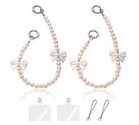 colgante para movil corto, teléfono móvil colgante de cuentas cuerda para movil, mariposa perla teléfono móvil cordón (2 uds, blanco)