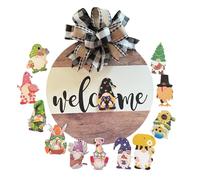 Colgante para puerta de enano intercambiable, cartel de bienvenida intercambiable, 13 placas de Navidad para puerta con lazo, decoración del hogar, adornos de temporada, decoración de Halloween