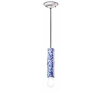 Colgante Pendelleuchte Angosto Pintado a Mano Ø5, 5cm Cilindro Cerámica Blanco