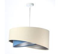 Colgante Pendelleuchte Tela Crema Azul Plata E27 Redondo Ø 50CM Velur Óptica