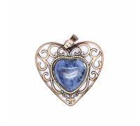 Colgante pequeño de Piedra Natural con Forma de Amor,Estilo Retro,Hueco,topacio,Cisne Dorado, joyería Sencilla Hecha a Mano,Unisex,Collar versátil de Verano - 1 Pieza. Piedra Azul,Talla