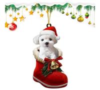Colgante Perro - Material Acrílico, Navidad, Diseño 2D, Acrílicos Colgar Árboles, Puertas, Ventanas, Coches, Techos, Chimeneas, Repisas, Escaleras