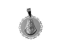 Colgante plata Ley 925m medalla 20mm. Virgen del Rocío cerco calado