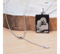 Colgante Rectangular Grabado con Foto o Nombre - 2,6 x 3,6 cm - Personaliza tu Colgante con una Foto - Incluye cadena