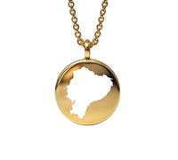 Colgante redondo de 24 mm con mapa de Ecuador, 1,5 mm de grosor, chapado en oro de 14 k, en plata de ley. Dije de la Tierra. Delicada joyería de viaje. Medallón grabado de aventura. LKB_MAP_465