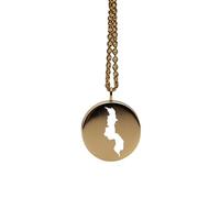 Colgante redondo de 24 mm con mapa de Malawi, 1,5 mm de grosor, chapado en oro de 14 k, en plata de ley. Dije de la Tierra. Delicada joyería de viaje. Medallón grabado de aventura. LKB_MAP_403