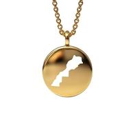 Colgante redondo de 24 mm con mapa de Marruecos, 1,5 mm de grosor, chapado en oro de 14 k, en plata de ley. Dije de la Tierra. Delicada joyería de viaje. Medallón grabado de aventura. LKB_MAP_554